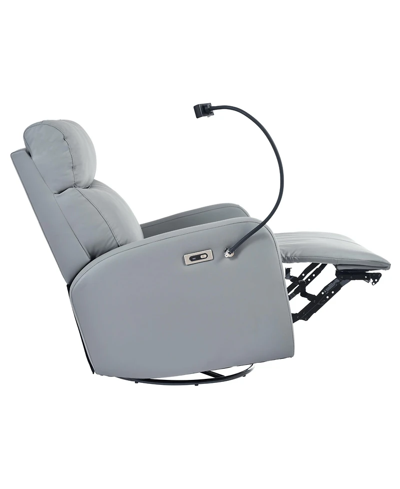 Power Recliner Chair, 270° Swivel Rocking Recliner with Usb Port, Electric Recliner for Living Room, Overstuffed Pu