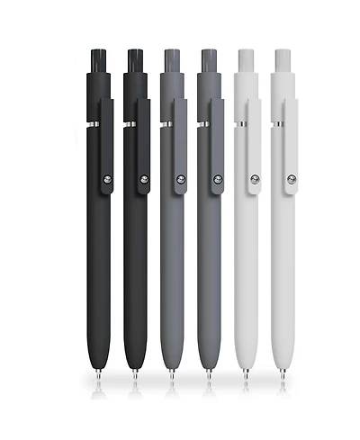 Htutwoo 6 Pcs Gel Pens, 0.5mm Black Ink Pens with Smooth Writing, Quick Dry Aesthetic Pens for Journaling and Note Taking (Black/Gray/White)