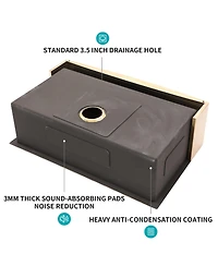 flynama 33x21x10inch Gold Farmhouse Kitchen Sink Stainless Steel Apron Front 16 Gauge