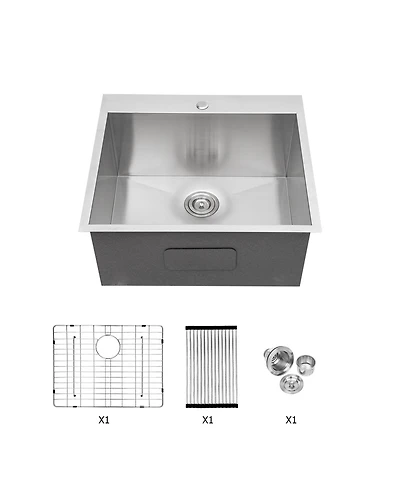 flynama 22x22x12inch Laundry Sink Topmount Stainless Steel Deep Single Bowl Utility Room Sink