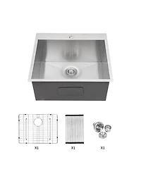 flynama 22x22x12inch Laundry Sink Topmount Stainless Steel Deep Single Bowl Utility Room Sink