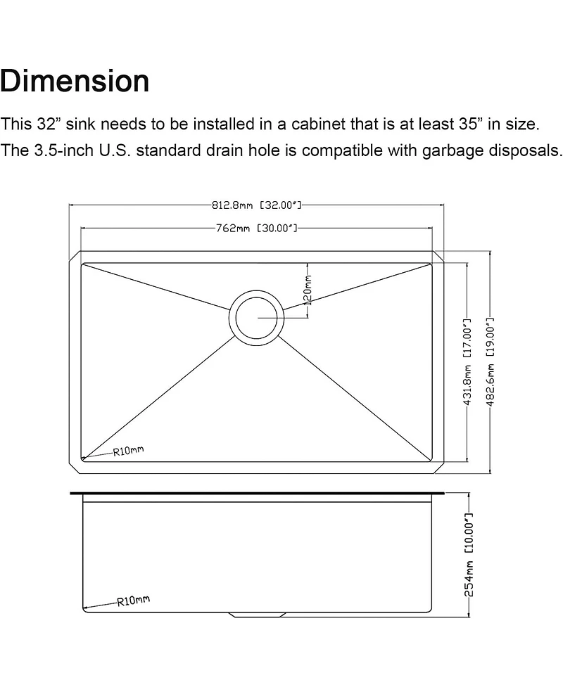 flynama 32x19inch Gunmetal Black Undermount Workstation Sink 16 Gauge 304 Stainless Steel 10 Inch Deep with Full Accessories