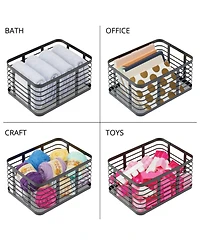 mDesign Metal Pantry Basket with Handles - Set of 2 - Matte Black