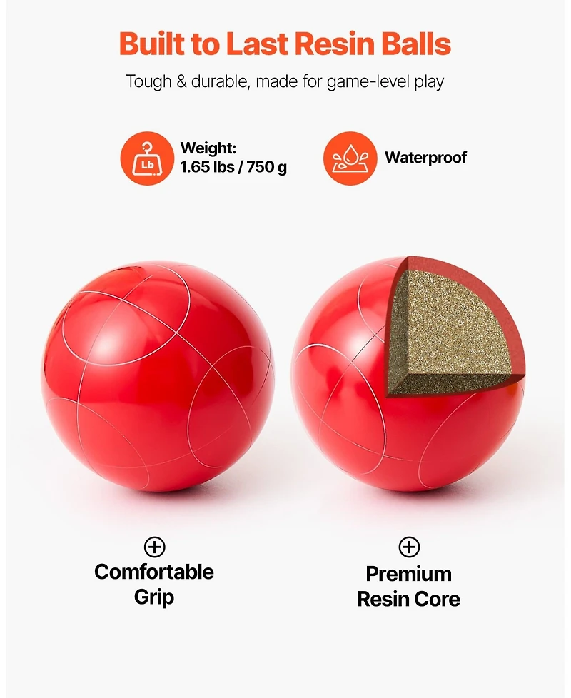 Hongge Outdoor Bocce Ball Game Set with Resin Balls Carry Bag and Accessories