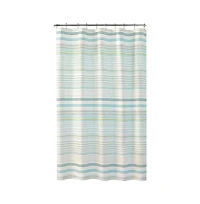 Slickblue 72-inch Sea Breeze Blue Green White Cabana Stripe Cotton Shower Curtain