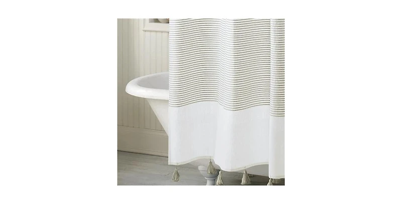 Slickblue 72-inch and White Stripes Cotton Shower Curtain