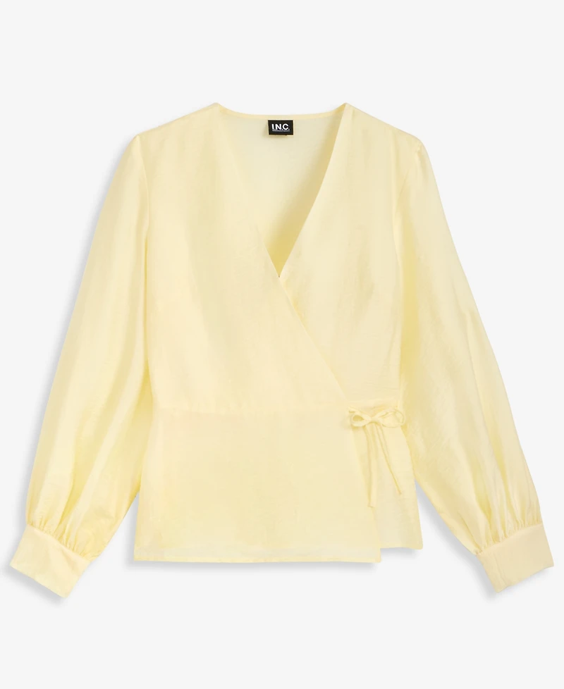 I.n.c. International Concepts Women's Long Sleeve Textured Wrap Blouse, Macy's Exclusive
