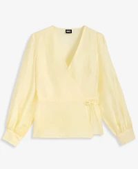 I.n.c. International Concepts Women's Long Sleeve Textured Wrap Blouse, Macy's Exclusive