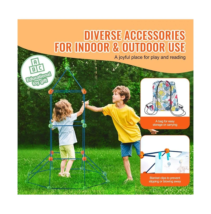 Slickblue 120PCS Kids Fort Builder Set Educational Building Toy Gift