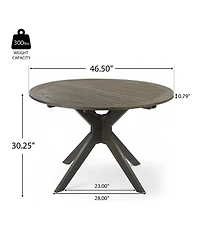 Mondawe 47-in Round Outdoor Dining Table in Gray Acacia Wood with X-Base