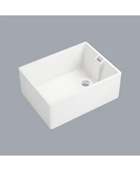flynama 23.6x18inch White Ceramic Kitchen Sink Single Bowl High Temperature Firing Durable