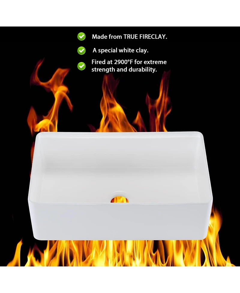 flynama 33x20 Inch Fireclay Workstation Farmhouse Kitchen Sink Single Bowl With Accessories Sound Dampening Heat Stain Scratch Rust Resistant