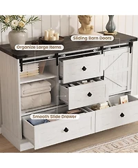 Gaomon Farmhouse Tv Stands for 65 Inch Tv, Entertainment Center with Sliding Barn Doors