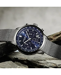 Stuhrling Chronoport 4082 Men s Quartz Chronograph Watch, 44mm Stainless Steel Mesh Bracelet