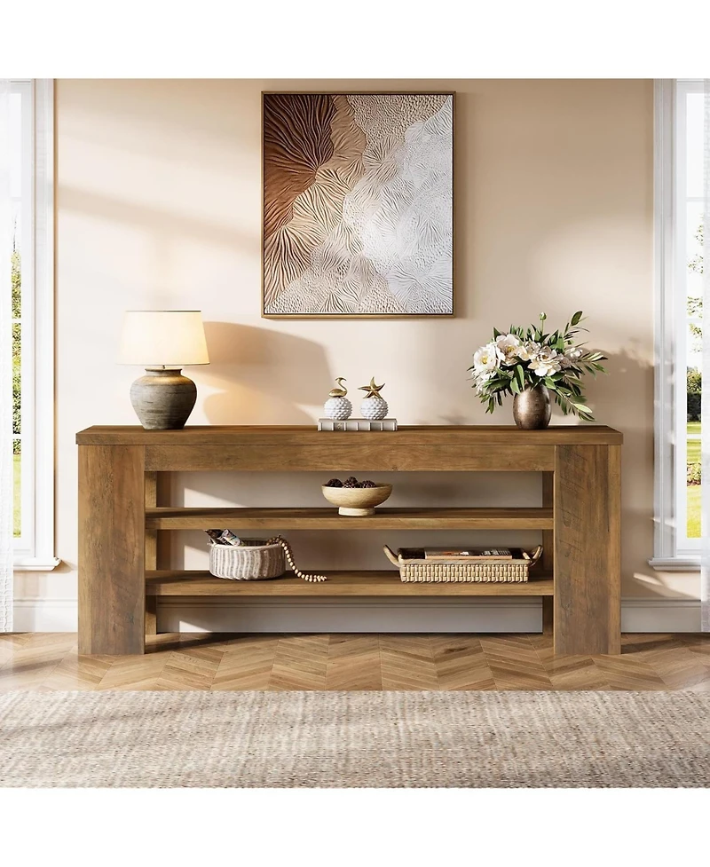 Tribesigns Tv Stand for TVs up to 55 Inch, Entertainment Center with Open Storage Shelves & Soundbar Shelf, Modern Media Console Table