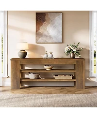 Tribesigns Tv Stand for TVs up to 55 Inch, Entertainment Center with Open Storage Shelves & Soundbar Shelf, Modern Media Console Table