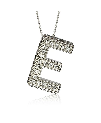 Suzy Levian New York Suzy Levian Sterling Silver Sapphire 3-d Letter "E" Initial Pendant