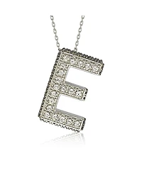 Suzy Levian New York Suzy Levian Sterling Silver Sapphire 3-d Letter "E" Initial Pendant