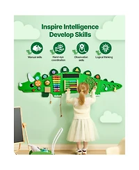 Slickblue Dinosaur Activity Wall Busy Board Panels, 11 Activities, Montessori Sensory Wall Toy for Kids 3-12 Years