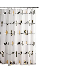 Slickblue 72x72 Inch Yellow Grey Birds Floral Polyester Shower Curtain