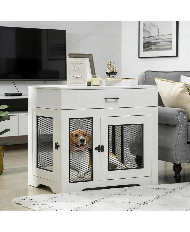 Aostirmotor Dog Crate with 2 Doors in Cream White