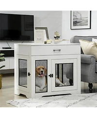 Aostirmotor Dog Crate with 2 Doors in Cream White