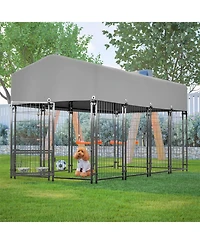 Aostirmotor Dog Crate with Uv-Resistant Waterproof Cover in Grey