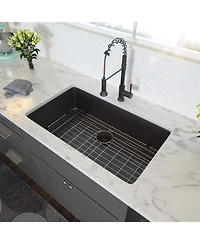 flynama 28x18x10inch Gunmetal Black Undermount Kitchen Sink Single Bowl Stainless Steel 16 Gauge