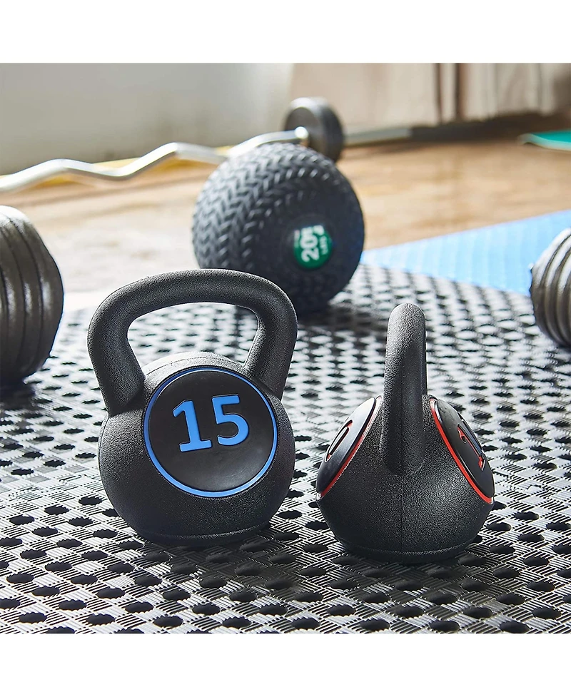 BalanceFrom Wide Grip Kettlebell Fitness Exercise Weights, 5, 10, and 15 Pounds