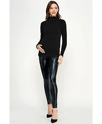 Hello Miz Maternity Mock Neck Long Sleeeve Ribbed Top