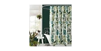 Slickblue Cotton Poly Shower Curtain with Herb and Floral Leaves, 72-Inch