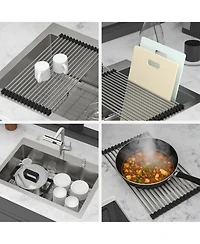 flynama 33x22x10inch Drop In Kitchen Sink with Pull Out Faucet Soap Dispenser Stainless Steel Single Bowl 16 Gauge