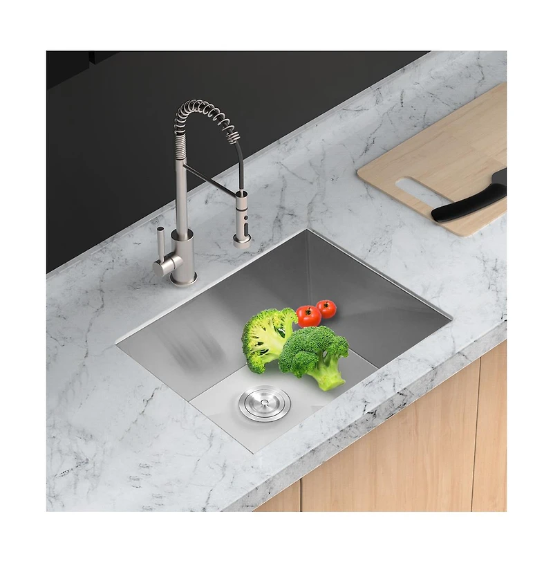 Flynama 21" x 18" x 12" Undermount Laundry Sink, Stainless Steel, Deep Single Bowl, 16-Gauge Utility Tub