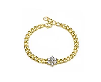 Rachel Glauber 14k Gold Plated Chain Jewelry Set with Cubic Zirconia Flower Accent