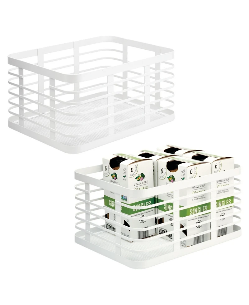 Metal Pantry Basket with Handles - Set of 2