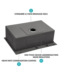 flynama 30x22x10 Inch Drop In Single Bowl Topmount Kitchen Sink 16 Gauge T304 Stainless Steel With Dish Grid Drain Assembly Drying Rack