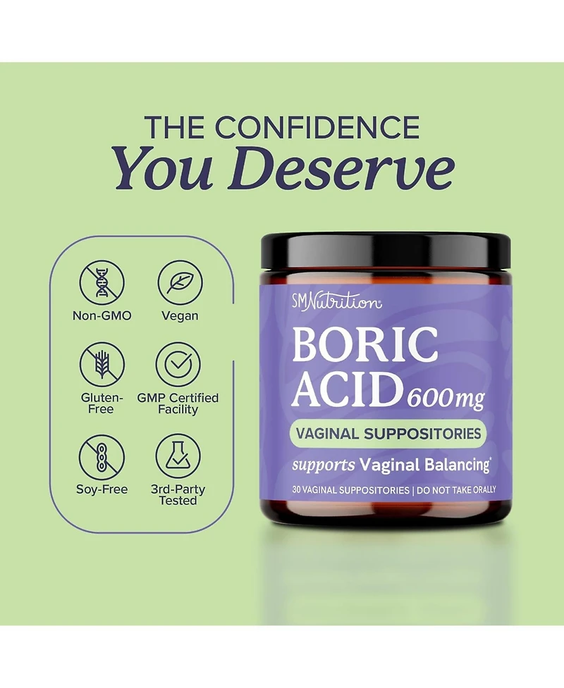 SMNutrition Boric Acid Capsules, 30ct