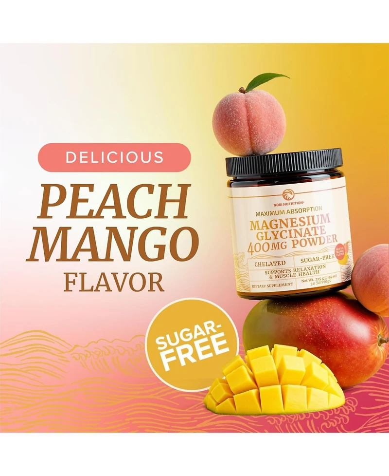 Nobi Nutrition Magnesium Powder, Peach Mango, 105gm