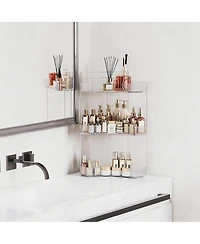 Yigii 3-Tier Corner Bathroom Organizer with Toothbrush & Makeup Brush Holders