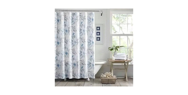 Slickblue 72-Inch Tropical Botanical Floral Cotton Shower Curtain