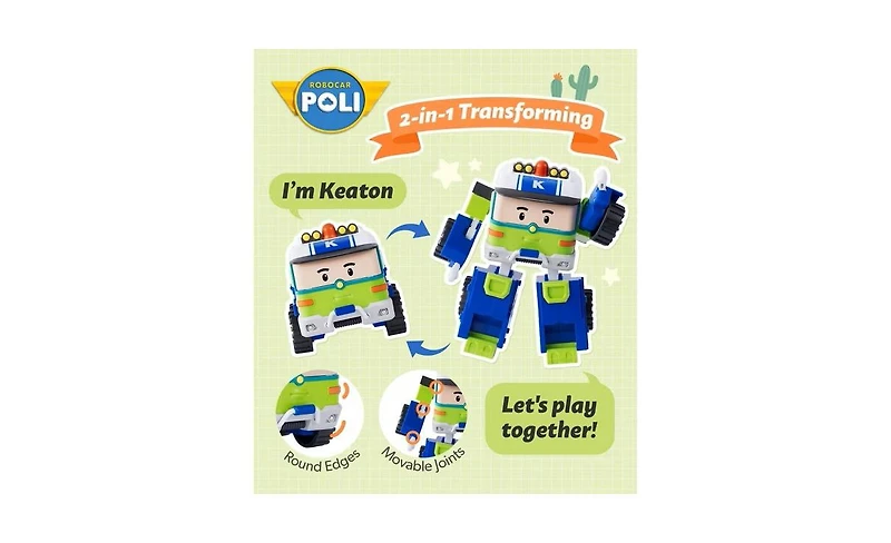 Robocar Poli 4" Transforming Robot - Keaton | Emergency Rescue Vehicle Action Figures | Kids Educational Pretend Play Toy