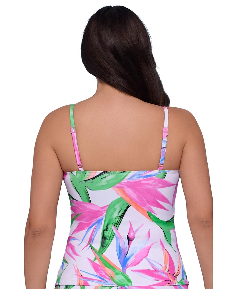 S3 Apparel Women's Smoothing Classic Shirred-Front Tankini Swimsuit Top