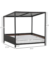 Aostirmotor Dog House Raised Rattan Puppy Bed in Brown