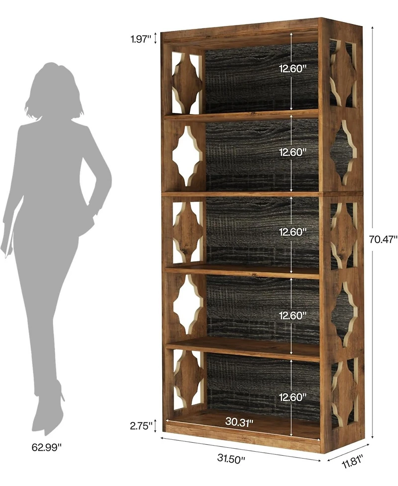 Tribesigns 6-Tier Bookcase Set of 2, 70-Inch Tall Freestanding Bookshelf with Rhombus Pattern for Living Room, Bedroom