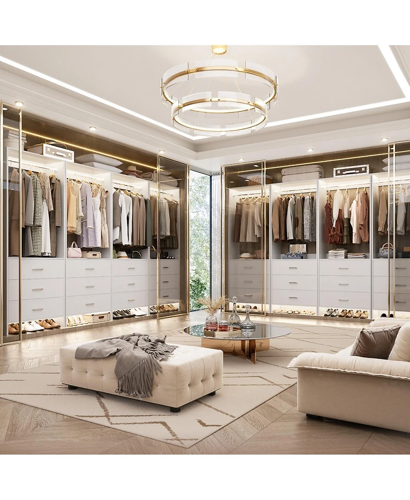 Aheaplus 24" Freestanding Closet Organizer System with Hanging Rods and Drawers