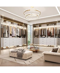 Aheaplus 24" Freestanding Closet Organizer System with Hanging Rods and Drawers