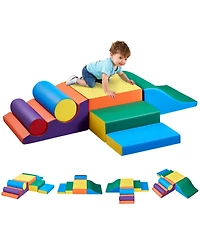 Mecale Foam Climbing Toys, 7-Piece Set, Pu Leather Soft Play Blocks, Indoor Climb & Crawl Set, Easy Clean, 6M-3Y