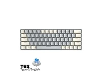 Risokeys 63-Key Wired Mechanical Keyboard, Blue Switch, Hot-Swappable, Rainbow Backlit – Compact Gray/Beige for Gaming & Work.