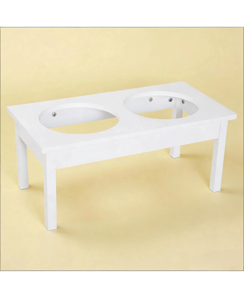 Aostirmotor 23 in. Wide Dog Bowls Elevated Feeding Station in White