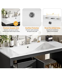 Cesicia 36 in. Modern Bathroom Vanity with Ceramic Sink, Soft-Close Door, Adjustable Shelf and 3 Drawers, Ample Storage